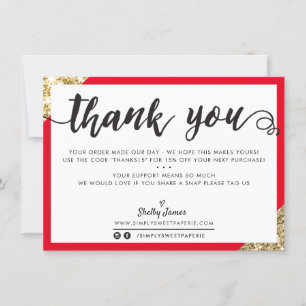 BUSINESS THANK YOU modern corner script red gold
