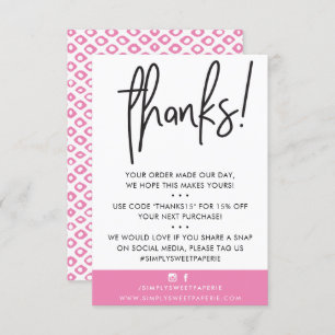 BUSINESS THANK YOU modern custome candy pink ikat