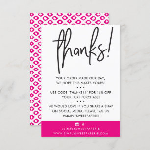 BUSINESS THANK YOU modern custome hot pink ikat