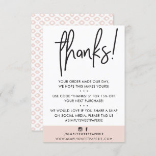 BUSINESS THANK YOU modern customer blush pink ikat