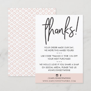 BUSINESS THANK YOU modern customer blush pink ikat Card