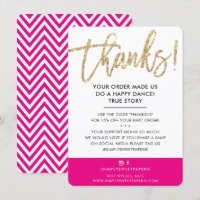 BUSINESS THANK YOU modern cute gold glitter pink