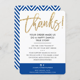 BUSINESS THANK YOU modern cute gold glitter royal