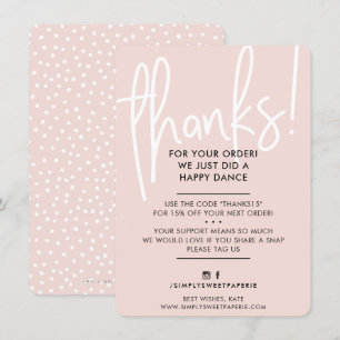 BUSINESS THANK YOU modern font blush pink black Card