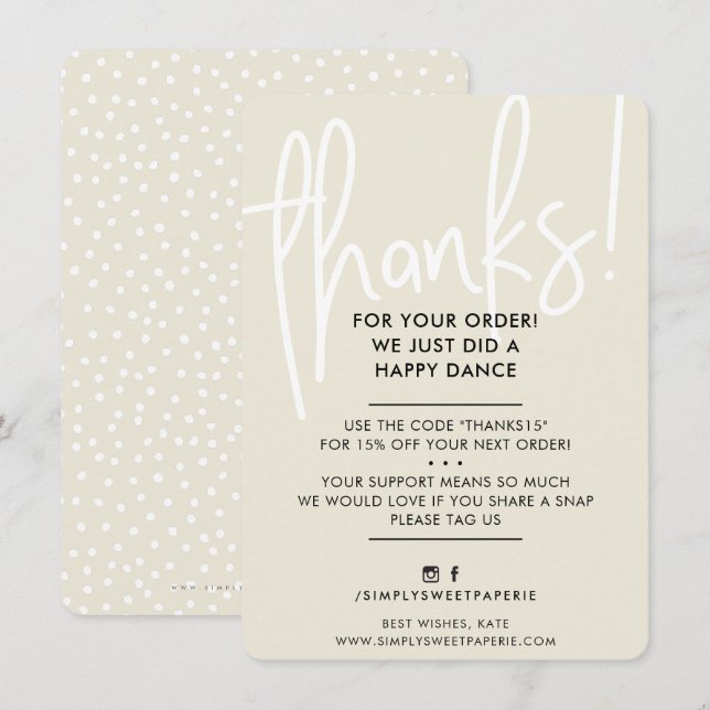 BUSINESS THANK YOU modern font cream ivory black (Front/Back)