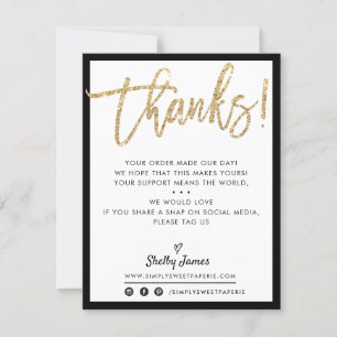 BUSINESS THANK YOU modern gold glitter black