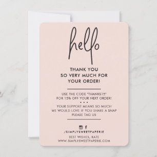 BUSINESS THANK YOU modern hello blush pink black