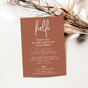 BUSINESS THANK YOU modern hello clay white ink Card