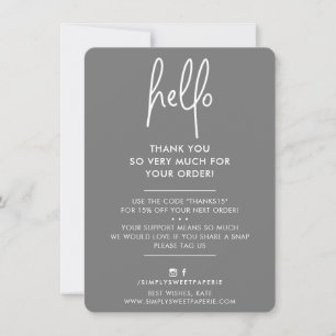 BUSINESS THANK YOU modern hello grey white ink