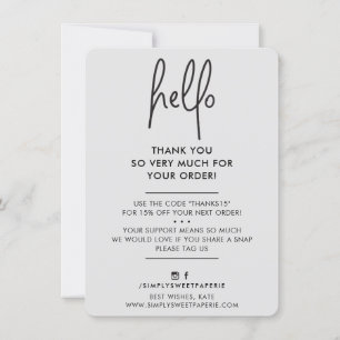BUSINESS THANK YOU modern hello pale grey black