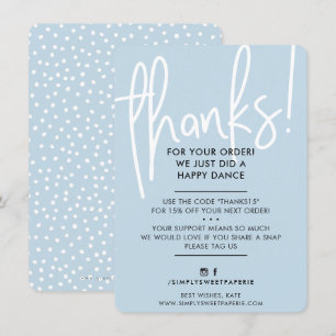 BUSINESS THANK YOU modern lettered baby blue white Card