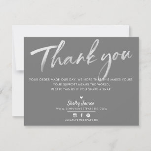 BUSINESS THANK YOU modern medium grey white ink Card