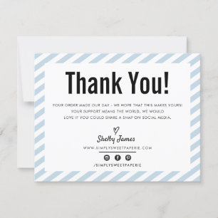 BUSINESS THANK YOU modern minimal baby blue LOGO Card