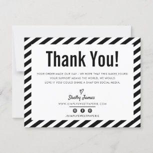 BUSINESS THANK YOU modern minimal black white LOGO Card