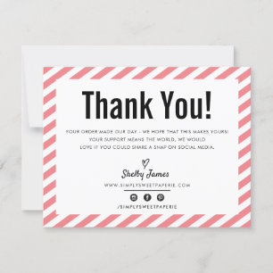 BUSINESS THANK YOU modern minimal coral LOGO Card