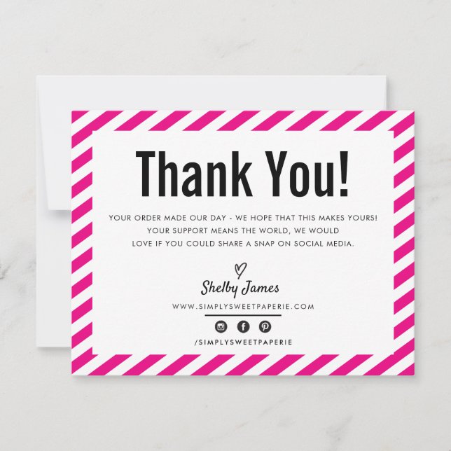 BUSINESS THANK YOU modern minimal hot pink LOGO (Front)