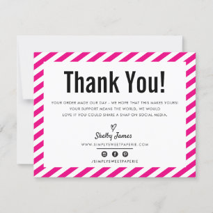 BUSINESS THANK YOU modern minimal hot pink LOGO Card