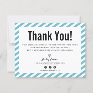 BUSINESS THANK YOU modern minimal turquoise LOGO Card