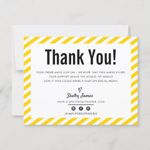 BUSINESS THANK YOU modern minimal yellow LOGO Card