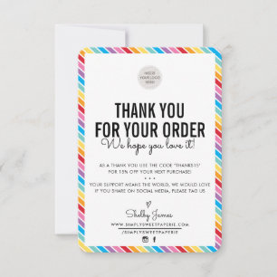 BUSINESS THANK YOU modern order insert colourful Card