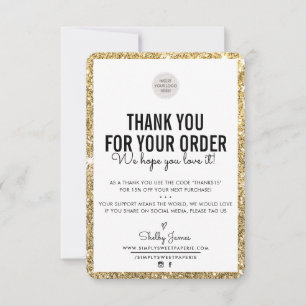 BUSINESS THANK YOU modern order insert glitter