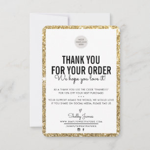 BUSINESS THANK YOU modern order insert glitter Card