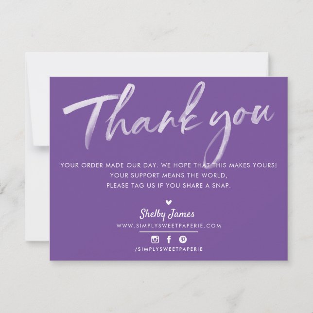 BUSINESS THANK YOU modern purple white ink (Front)