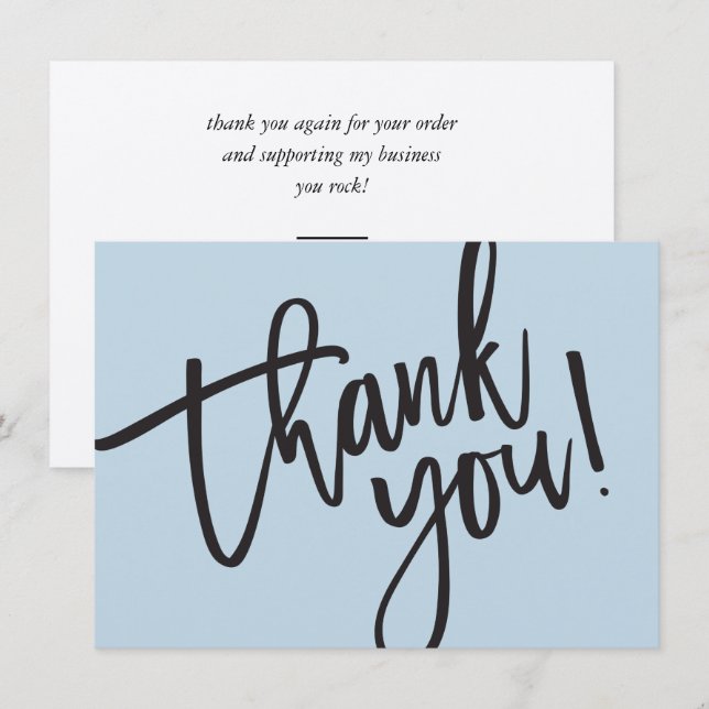 BUSINESS THANK YOU modern script insert baby blue (Front/Back)