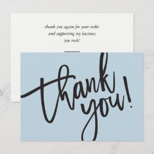 BUSINESS THANK YOU modern script insert baby blue Card