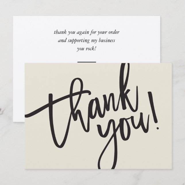 BUSINESS THANK YOU modern script insert cream (Front/Back)