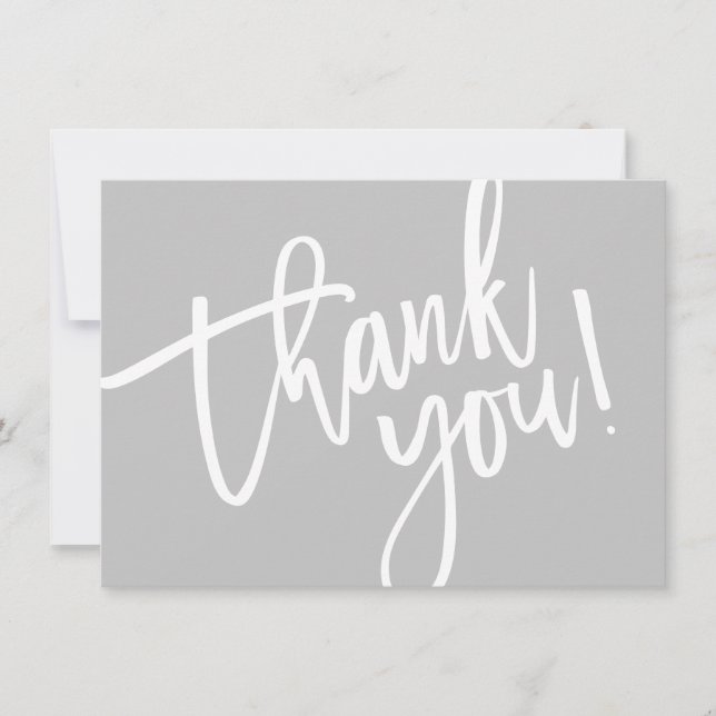 BUSINESS THANK YOU modern script insert grey logo Card (Front)