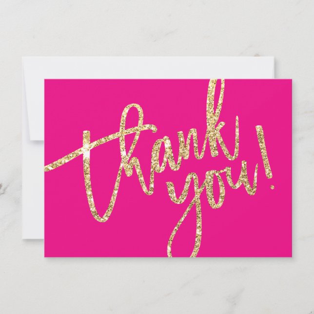 BUSINESS THANK YOU modern script insert pink logo (Front)