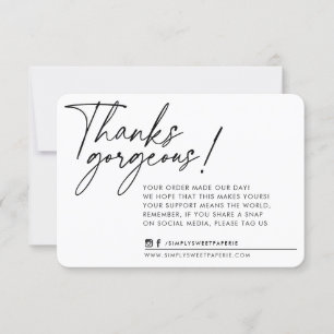 BUSINESS THANK YOU modern writing black white Card