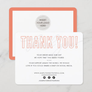 BUSINESS THANK YOU outline typography orange Card