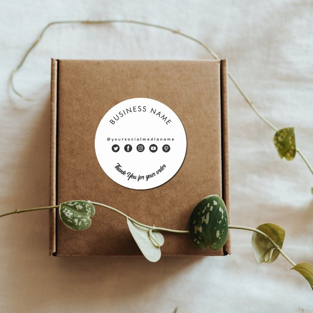 Business Thank You Packaging Product Social Media  Classic Round Sticker (Creator Uploaded)