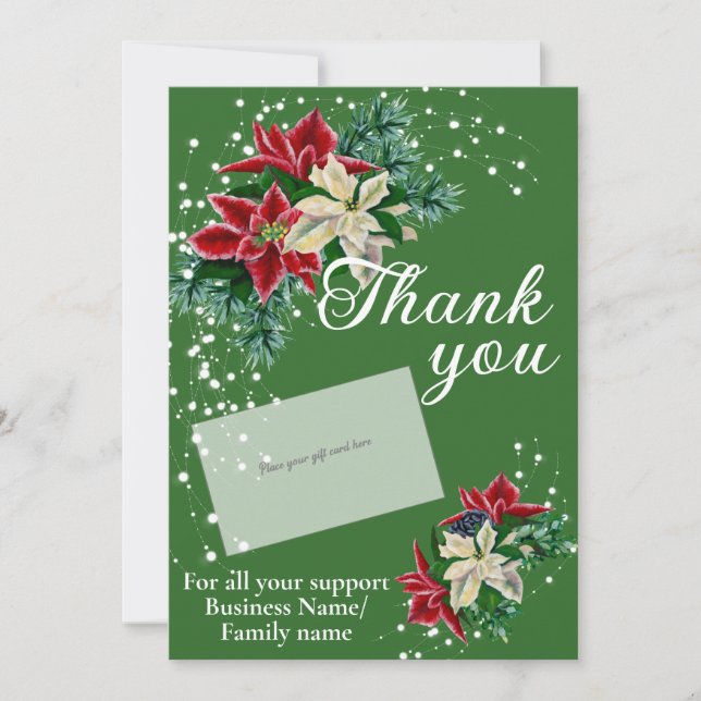 Business Thank You Poinsettia Gift Card Holder (Front)