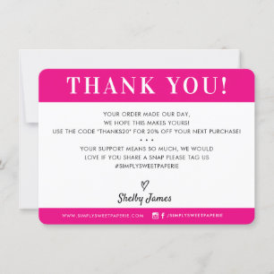 BUSINESS THANK YOU professional chic fuschia pink