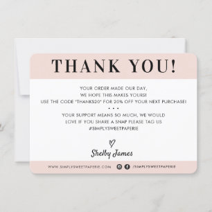 BUSINESS THANK YOU professional modern blush pink Card