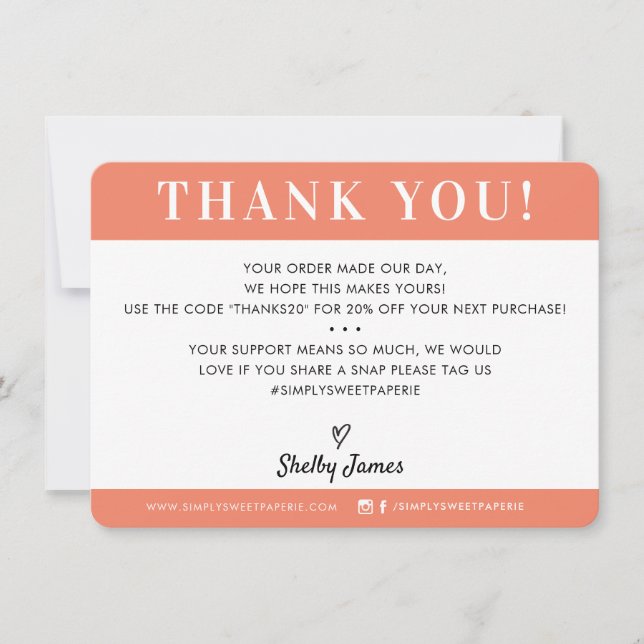 BUSINESS THANK YOU professional modern bold orange (Front)