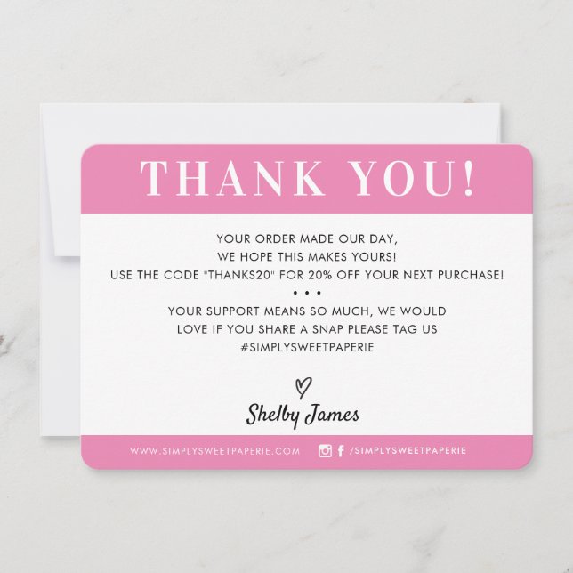 BUSINESS THANK YOU professional modern candy pink (Front)