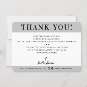 BUSINESS THANK YOU professional modern simple grey Card