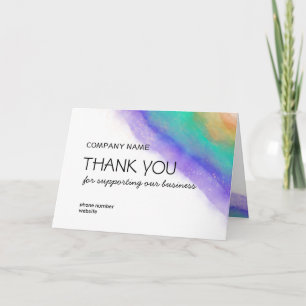 Business Thank You Purple Turquoise Watercolor Art Card