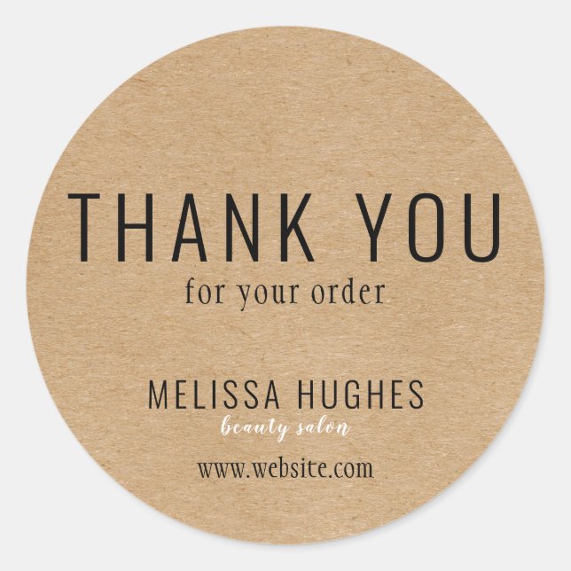 Business Thank You Simple Modern Rustic Classic Round Sticker (Front)