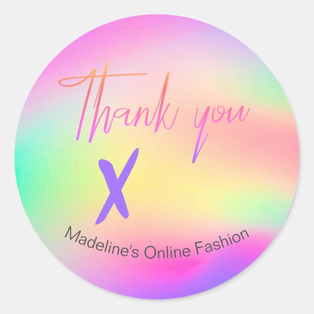Business Thank You Stationary Colourful Custom Pin Classic Round Sticker (Front)