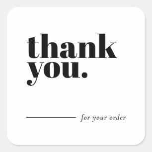 Business Thank You Sticker Black and White