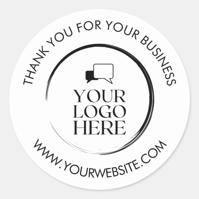 Business Thank You Stickers Custom Logo White (Front)