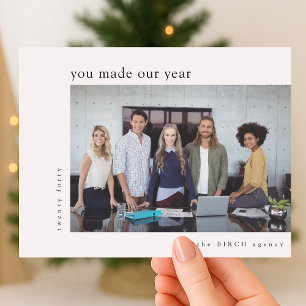 Business Thank You Team Photo Minimal Corporate Holiday Card