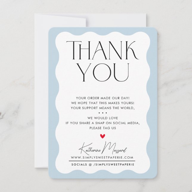 BUSINESS THANK YOU trendy elegant serif pale blue (Front)