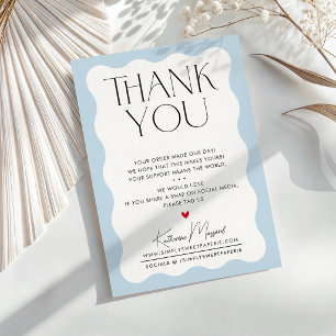 BUSINESS THANK YOU trendy elegant serif pale blue Card