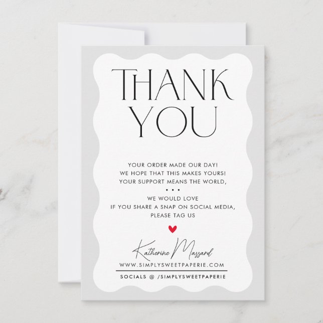 BUSINESS THANK YOU trendy elegant serif pale grey (Front)